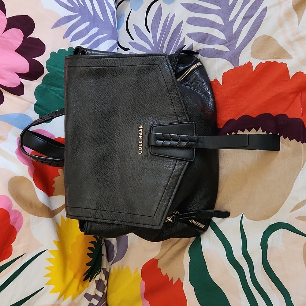 Cole Haan Black Butter Leather backpack